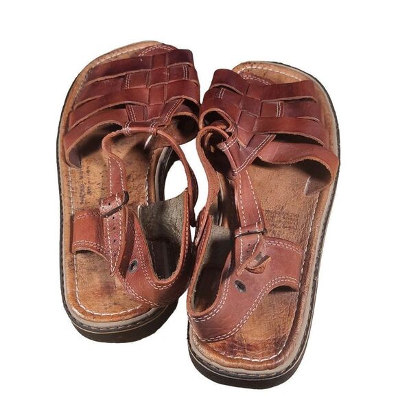 Huarache Playera Sandals Men Sz 13.5 Leather Avalanche Slingack Boho Brown - Picture 5 of 7